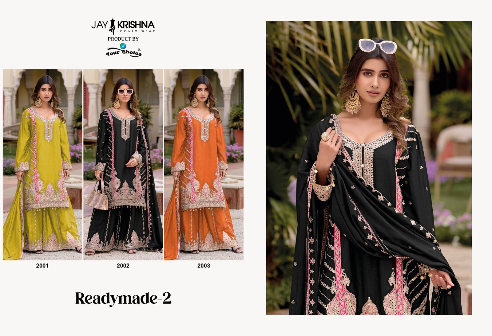 Readymade 2 By Your Choice Chinon Designer Suits Suppliers In India